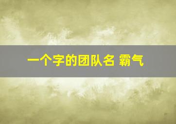 一个字的团队名 霸气